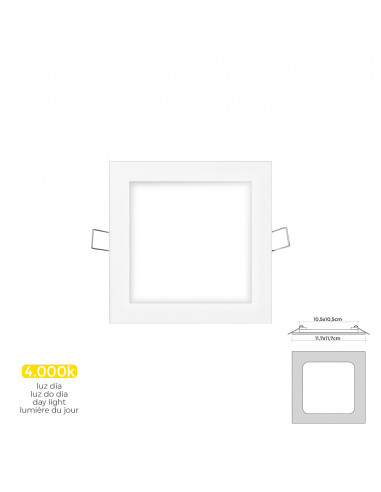 Mini downlight led carré 6w 4000k lumière du jour. couleur blanc 11,7x11,7cm edm