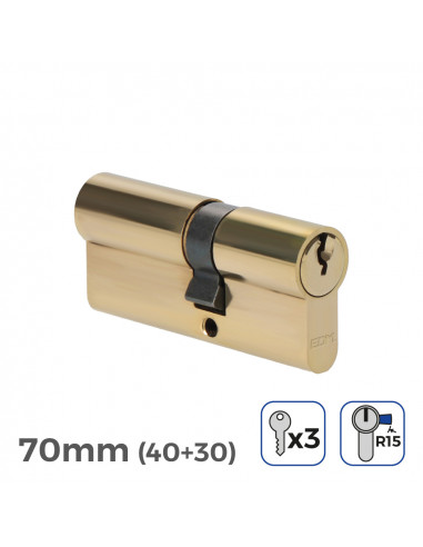Cylindre de porte 70mm (40+30mm) largeur de came r15 3 clés inclus edm