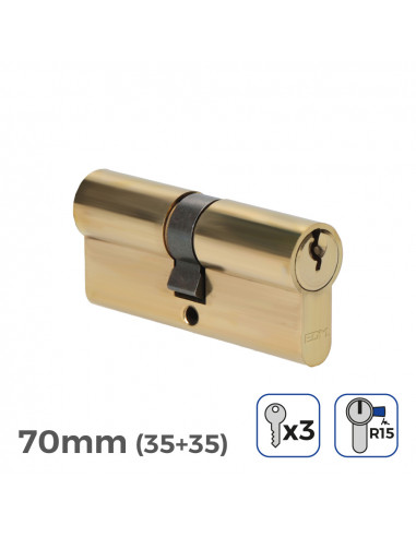 Cylindre de porte 70mm (35+35mm) largeur de came r15 3 clés inclus edm
