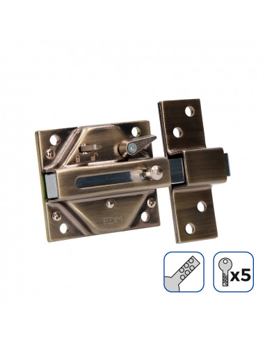 Verrou de porte avec boulon de acier 5 clés de segurite nclus edm