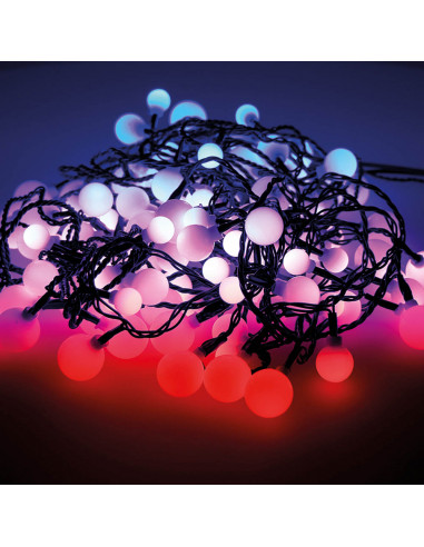 Guirlande lumineuse led "cherry" ampoules de 3 tailles 14m 120 led changement de couleur extérieur
