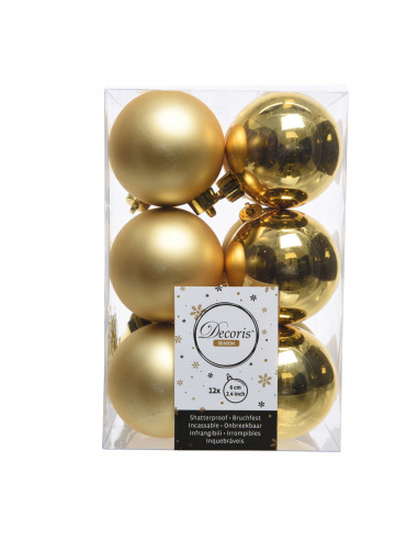 Lot 12 boules de noël dorées ø6cm