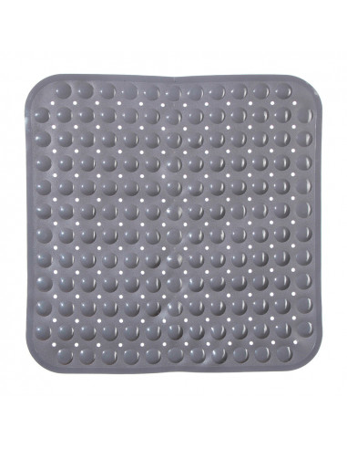 Tapis de douche antidérapant pvc gris, carre, 54x54cm