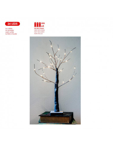 Arbre illuminé 60cm 24 leds lumière chaleureuse avec piles 3xaaa