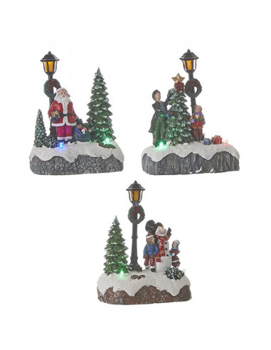 Scene de noel avec lampe 9.5x5.5x12.5cm 3 modèles assortis