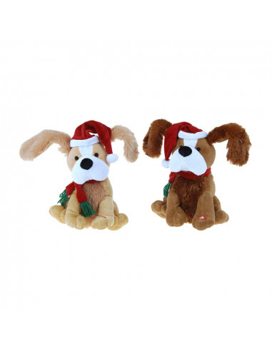 Peluche sonore chien noël avec mouvement 18,5x28x25cm