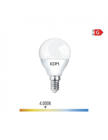 Ampoule sphérique led e14 6w 500lm 4000k lumière du jour ø4,5x8,2cm edm
