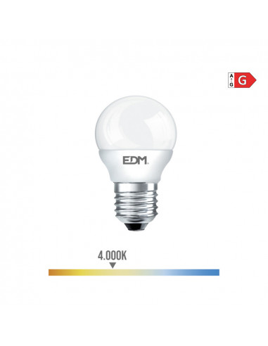 Ampoule sphérique led e27 6w 500lm 4000k lumière du jour ø4,5x8,2cm edm