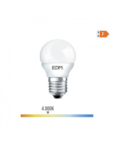 Ampoule sphérique led e27 7w 600lm 4000k lumière du jour ø4,5x8,2cm edm