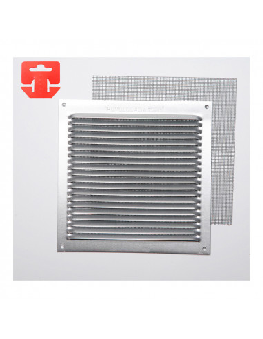 Grille avec toile moustiquaire alum 0.6 couleur naturelle 170x170mm (g)