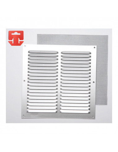 Grille avec toile moustiquaire aluminium 0.6 couleur natural 200x200mm (g)