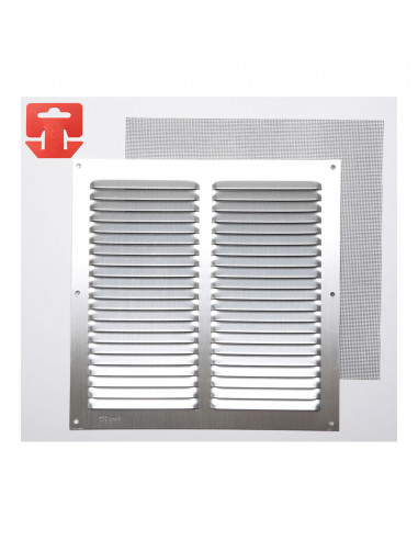 Grille avec toile moustiquaire aluminium 0.6 couleur naturelle 250x250mm (g)