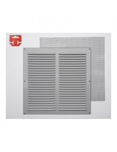 Grille avec toile moustiquaire aluminium 0.6 couleur naturalle 300x300mm (g)