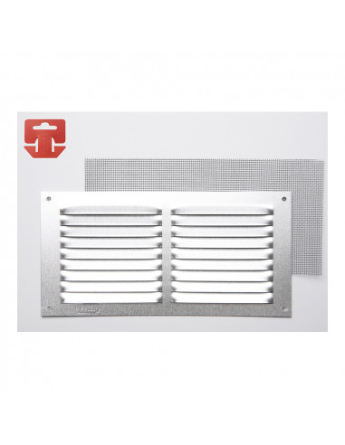 Grille avec toile moustiquaire aluminium 0.6 couleur naturelle 300x150mm (g)