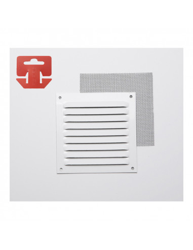 Grille avec toile moustiquaire alum 0.6 couleur blanc laqué 100x100mm (g)