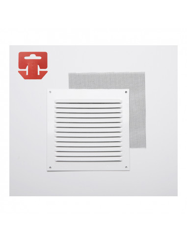 Grille avec toile moustiquaire alum 0.6 couleur blanc laqué 150x150mm (g)