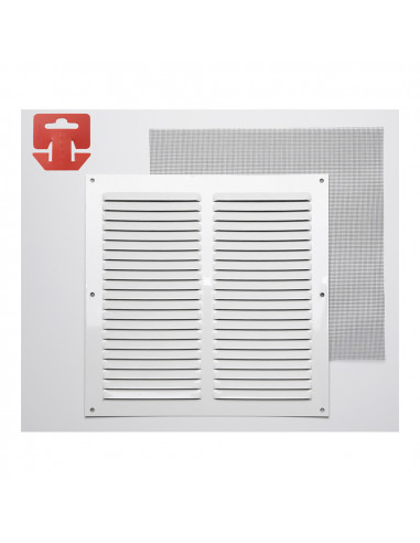 Grille avec toile moustiquaire aluminium 0.6 couleur blanc laqué 250x250mm (g)