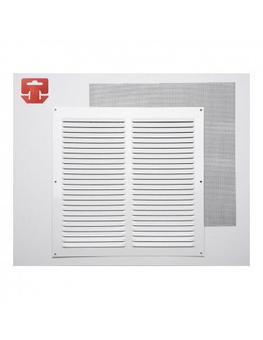 Grille avec toile moustiquaire aluminium 0.6 couleur blanc laqué 300x300mm (g)