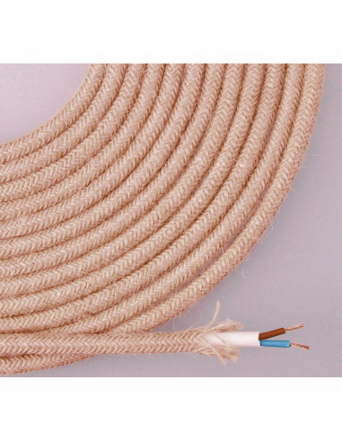 Cable de corde de jute tissé et gainée d'un tissu 2x0,75mm 25m euro/m