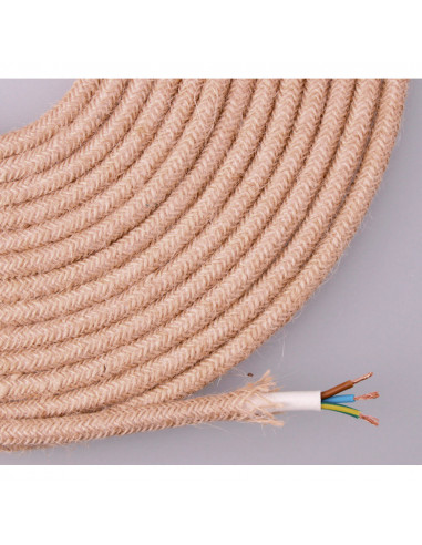 Cable de corde de jute tissé et gainée d'un tissu 3x0,75mm 25m euro/m