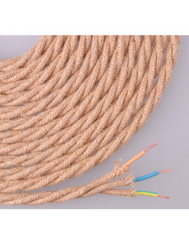 Cable de corde de jute tissé et tressé 3x0,75mm 25m euro/m
