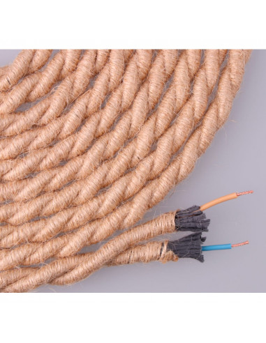Cable de corde de jute trenssé 2x0,75mm 20m euro/m