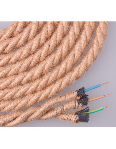 Cable de corde de jute trenssé 3x0,75mm 20m euro/m
