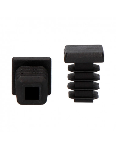 Embout rentrant carre 12x12mm noir a ailettes