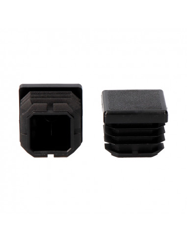 Embout rentrant noir a ailettes carre 20x20mm