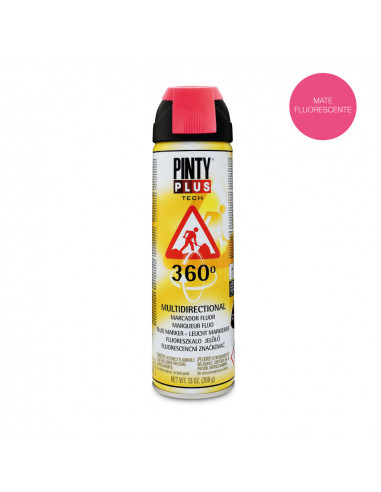 Peinture en aérosol pintyplus tech 650cc marqueur fluo 360° rouge t107
