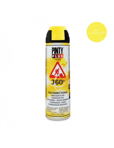 Peinture en aérosol pintyplus tech 650cc marqueur fluo 360° jaune t146