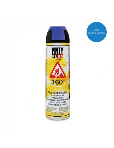 Peinture en aérosol pintyplus tech 650cc marqueur fluo 360° bleu t118