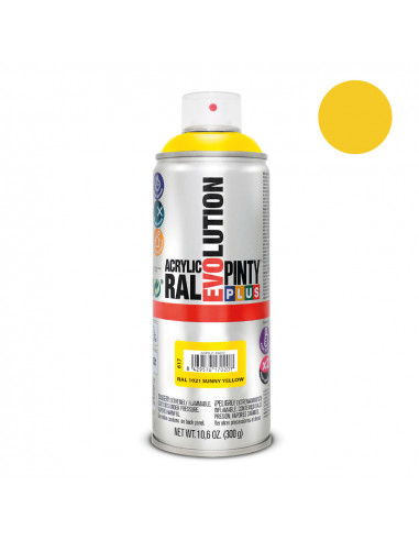 Peinture en aérosol pintyplus evolution 520cc ral 1021 jaune colza