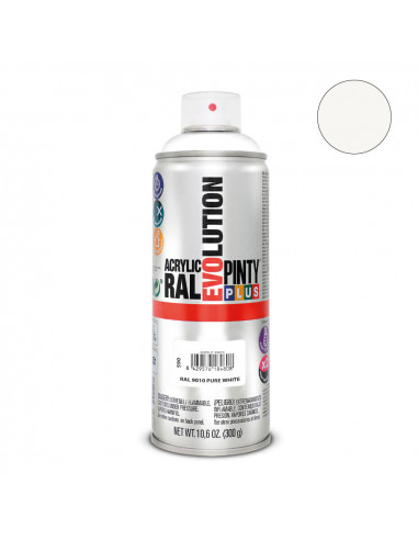 peinture en aérosol pintyplus evolution 520cc ral 9010 blanc pur mat