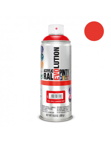Peinture en aérosol pintyplus evolution 520cc ral 3002 rouge carmin