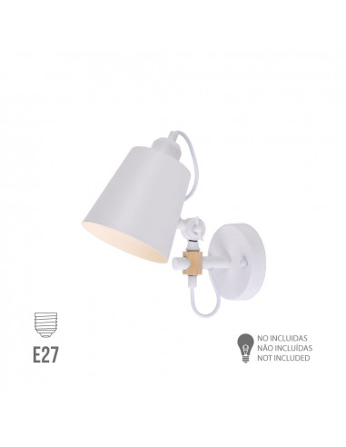 Applique murale métallique e27 60w couleur blanche 25x27cm edm