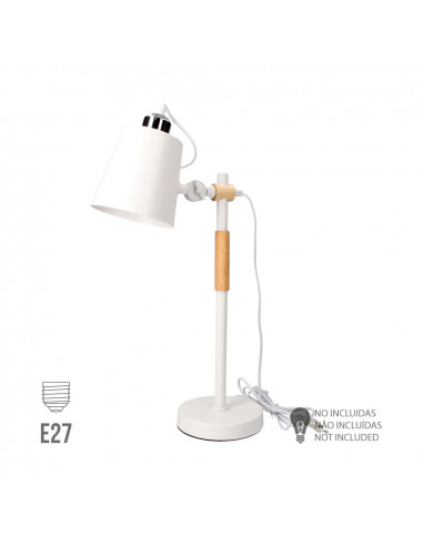 Flexo vintage simple. bois/métal e27 60w couleur blanche ø15x54cm edm