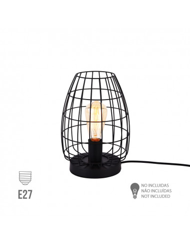 Lampe de table métallique e27 60w couleur noire ø20x27,5cm edm