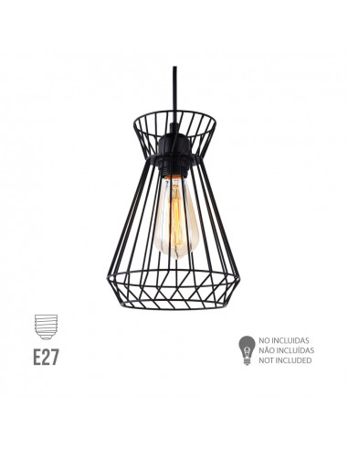 Plafonnier métallique e27 60w couleur noire ø19x26x130cm edm