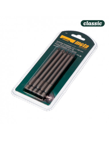 Pack de 5 pointes bit pz 2x90mm 1/4'' acier bpz290 mota