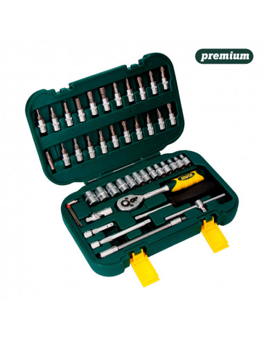 Kit de 45 douilles et accessoires avec cliquet 1/4'' cr.v ek402 mota