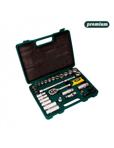 Kit de 40 douilles et accessoires avec cliquet 3/8'' cr.v. ek502 mota