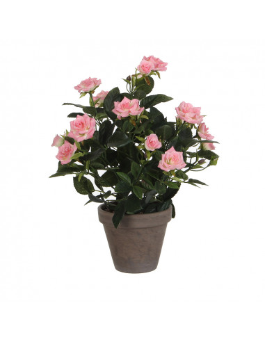 Rosier rose pvc avec pot gris 11.5cm 33x25cm
