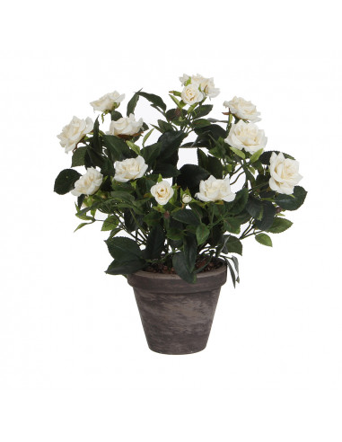 Rosier blanc pvc avec pot couleur gris 11.5cm. 33x25cm