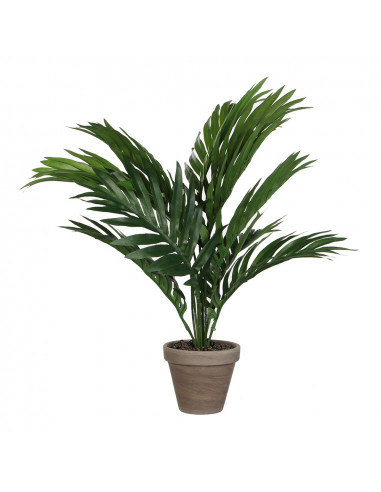 Palmier jaune ou palme d'arec pvc avec pot gris d11.5cm-h45xd60cm