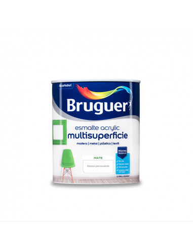 Esm.acrylique multisp. blanc mat permanent 0,750l 5069889 bruguer