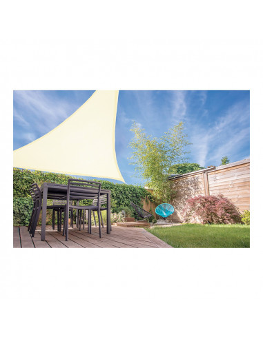 Auvent voile triangle couleur: crème 3,6x3,6x3,6m ambiance