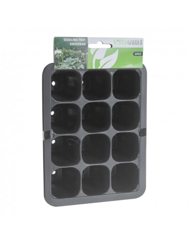 Semences en plateau pour 12 pots set de 3 pieces 18.5x14x5,5cm progarden