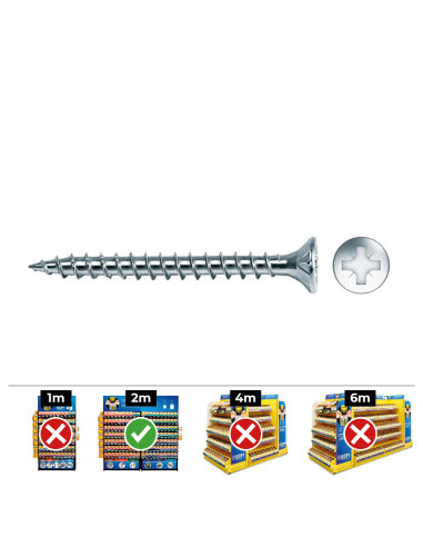 Boîte de 1000 vis à bois pz fraisées din/ref vlox 3.5x17 acier zinqué + lubr. celo