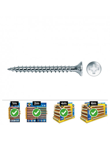 Boîte de 1000 vis à bois pz fraisées din/ref vlox 3.5x20 acier zinqué + lubr. celo